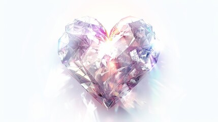 a heart crafted from celestial crystals, with light refracting through its facets
