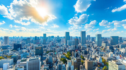 City Skyline Under Blue Sky and White Clouds