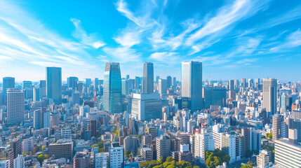 Obraz premium City Skyline Under Blue Sky and White Clouds