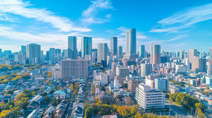 Obraz premium City Skyline Under Blue Sky and White Clouds