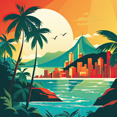 Obraz premium Rio de Janeiro minimal flat art