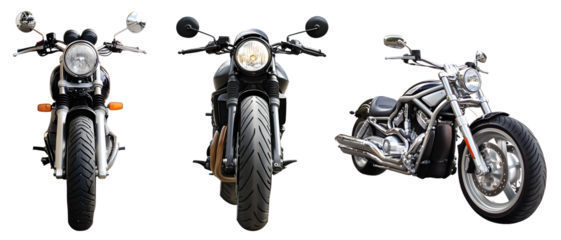 motorcycle front view isolated on a transparent PNG background, white background , cut out, clipping path, Generative Ai