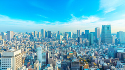 Fototapeta premium City Skyline Under Blue Sky and White Clouds
