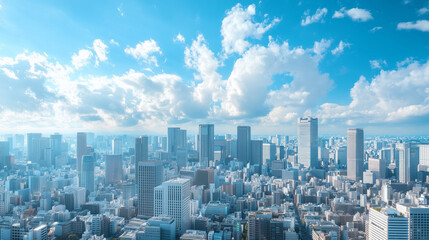Fototapeta premium City Skyline Under Blue Sky and White Clouds