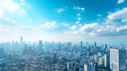 Fototapeta premium City Skyline Under Blue Sky and White Clouds