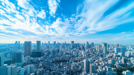 Obraz premium City Skyline Under Blue Sky and White Clouds
