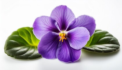 African Violet on white background isolated. Beautiful flower.