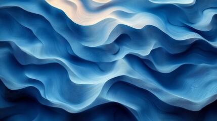 Abstract Blue Wave Pattern Textured Fluid Art Background in Shades of Blue for Design and Creative Projects. Generative AI