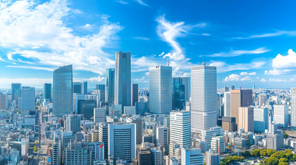 Obraz premium City Skyline Under Blue Sky and White Clouds