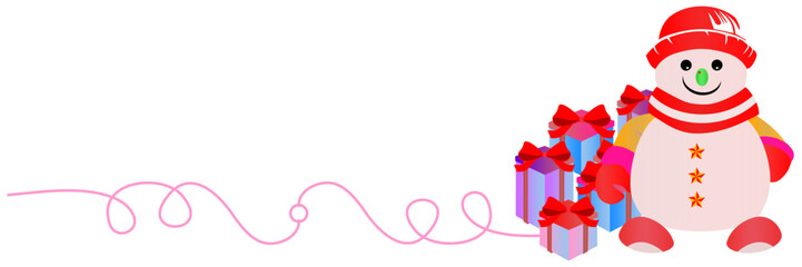 Christmas decoration snowman line art style vector illustration