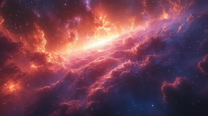 Fototapeta premium otherworldly canopy adorned with a kaleidoscope of celestial elements creating a mesmerizing cascade of cosmic dust that dances through the universe