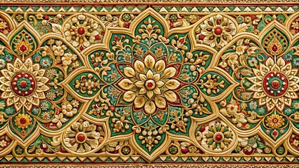 Detail shot of intricate patterns used in decorative panoramic