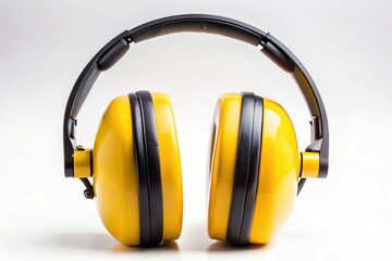 Close-up of yellow hearing protectors