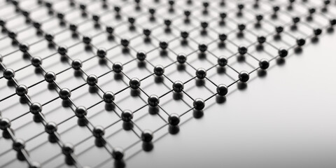 Fototapeta premium Abstract network structure of chrome spheres. Connection technology. Big data concept