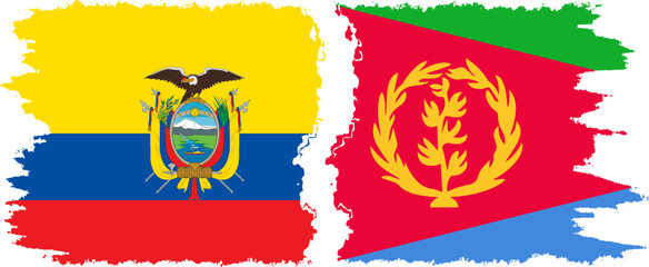 Eritrea and Ecuador grunge flags connection, vector