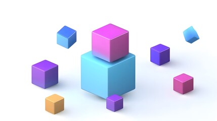 Obraz premium Abstract 3d render, geometric composition, colorful background design with cubes