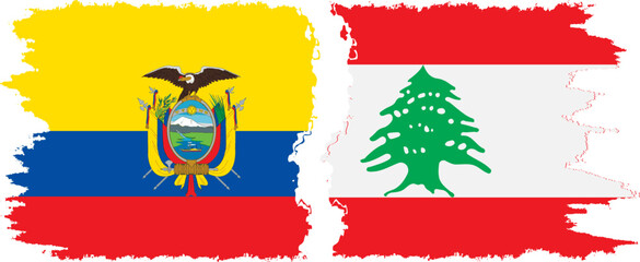 Lebanon and Ecuador grunge flags connection, vector