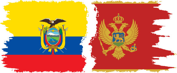 Montenegro and Ecuador grunge flags connection, vector