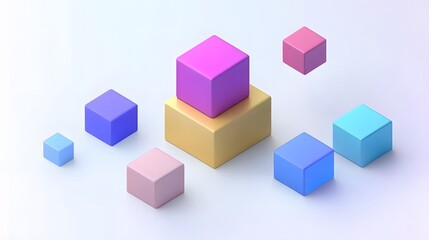 Obraz premium Abstract 3d render, geometric composition, colorful background design with cubes