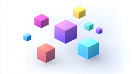 Abstract 3d render, geometric composition, colorful background design with cubes