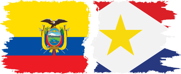 Saba and Ecuador grunge flags connection, vector