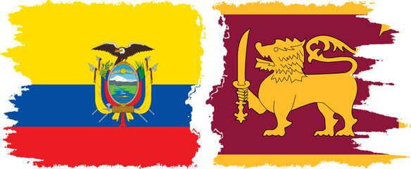 Sri Lanka and Ecuador grunge flags connection, vector