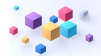 Obraz premium Abstract 3d render, geometric composition, colorful background design with cubes