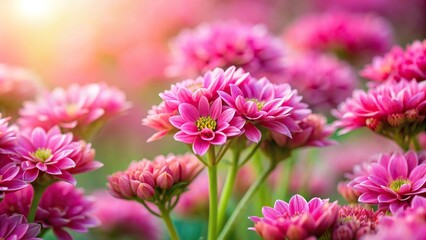 Obraz premium Close-up pink summer flowers with a blurry background