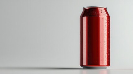 Fototapeta premium sleek aluminum red soda can showcased against a clean white background highlighting its modern design and branding evoking a sense of refreshment and enjoyment