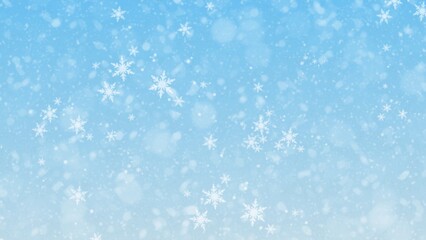 Winter blue gradient background, snowflakes on a beautiful background, Christmas background for cards, snowfall.