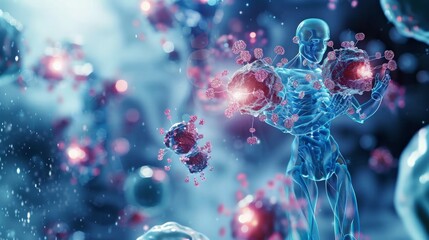 Obraz premium Advanced medical nanobots at work inside the human body, repairing cells and delivering treatments with precision