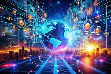 Obraz premium Digital transformation in next-generation technology and cybersecurity systems enhances resilience, streamlines