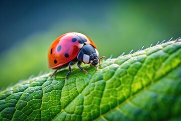 Fototapeta premium Close-up shot of a ladybug on a leaf in nature