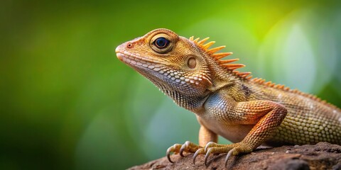 Obraz premium Close-up shot of an oriental garden lizard in a garden