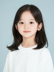 Portrait of a Cute Little Girl in a Simple Sweatshirt