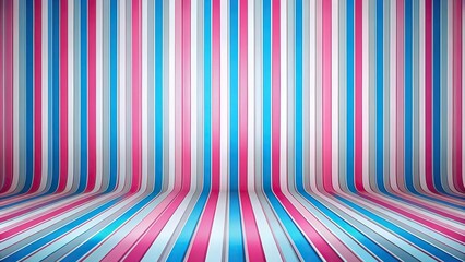 Forced perspective abstract background with pink, white, and blue stripe