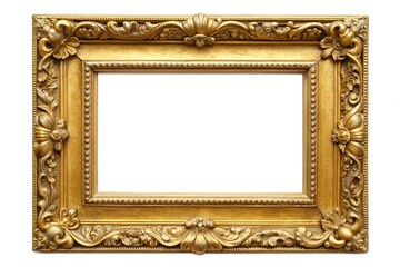 gold picture frame isolated on white background aerial view