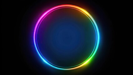 Gradient circle effect on abstract frame with leading lines on black background