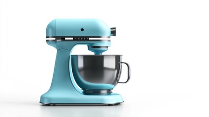 Electric Mixer on a White Background &ndash; Minimalistic Kitchen Appliance. Generative AI