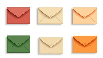 Colorful envelopes arranged on a white background. Generative AI