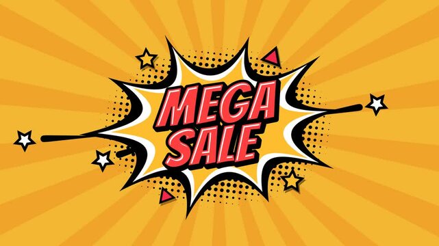 MEGA SALE - Text Animation With Pop Art Comic Style, Alpha channel, Transparent background or green background, Video 4K