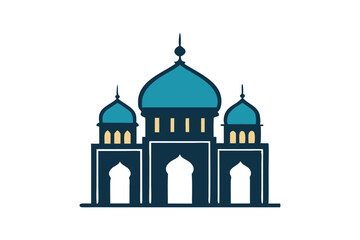 Simple Mosque Vector Silhouette on White Background