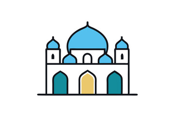 Simple Mosque Vector Silhouette on White Background
