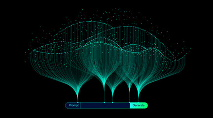Illustration of abstract stream. Artificial intelligence. Big data, technology, AI, data transfer, data flow, large language model, generative AI © Krot_Studio