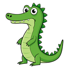 alligator Vector Illustration | Linocut, Kawaii, Cartoon, Clipart, Line Art Design.