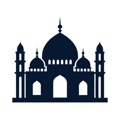 Simple Mosque Vector Silhouette on White Background
