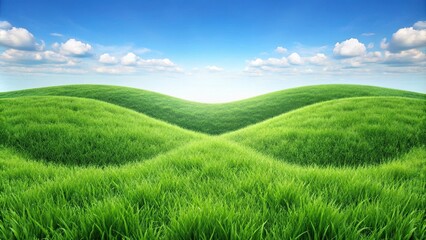 Naklejka premium Infinite shaped green grass land on isolated background with Depth of Field