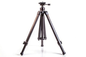 Low angle view of black tripod isolated on white background