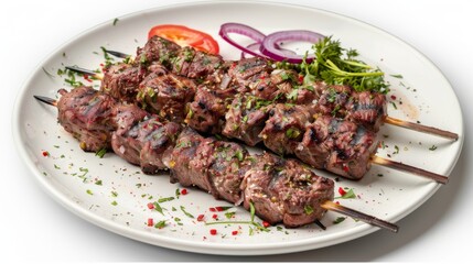 Churrasco on plate isolated on white background