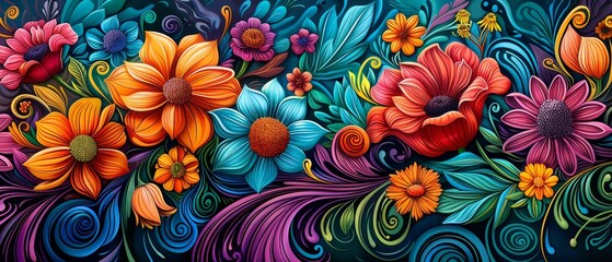 Vibrant Floral Design with Colorful Flowers